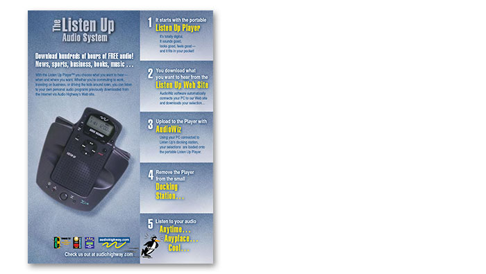 Full color magazine ad for Audio Highway dot com